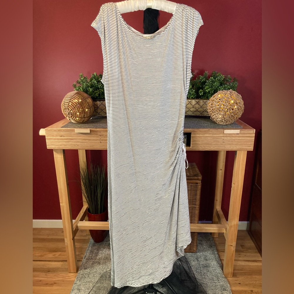 Max Studio Cap Sleeve Striped Maxi Dress